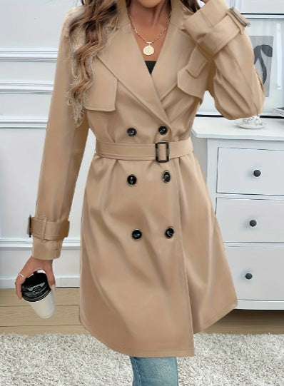 Women's elegant belted trench coat in a classic tailored design