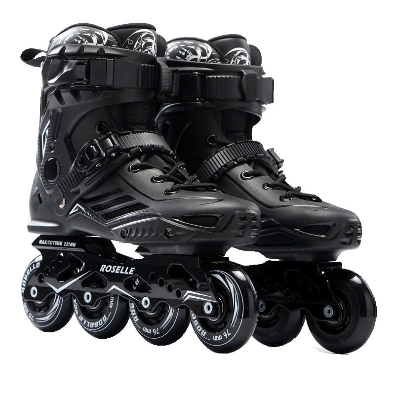 Adult inline roller skating beginner fancy flat shoes, side view