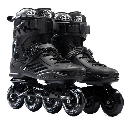 Adult inline roller skating beginner fancy flat shoes, side view
