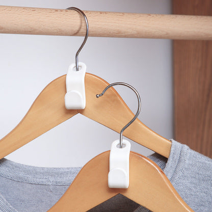 Plastic closet stack hanger rack with multi-function hooks for space-saving wardrobe storage and coat organization