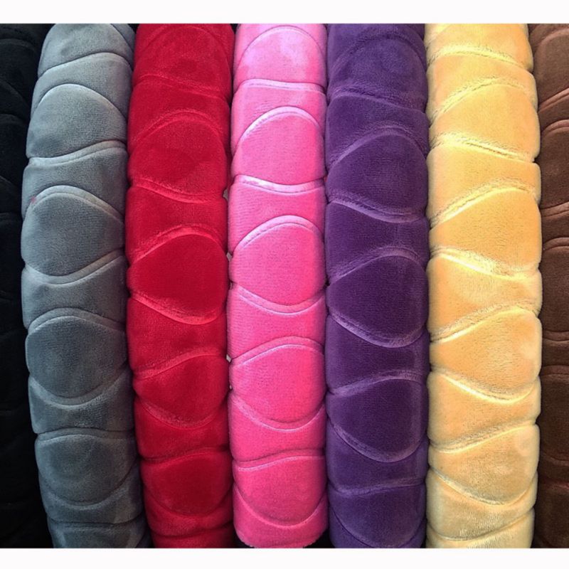 Plush car steering wheel cover in a soft, textured design for comfortable grip