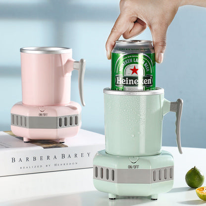 Mini ice cooling cup for quick beverage chilling in an office, dormitory, or kitchen setup