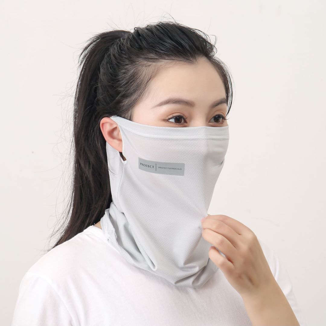 Ice silk mask for sun protection and UV defense, lightweight face-covering design in a smooth fabric