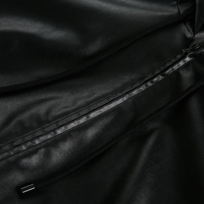 Men's American-style retro simple hooded leather coat jacket in a classic design