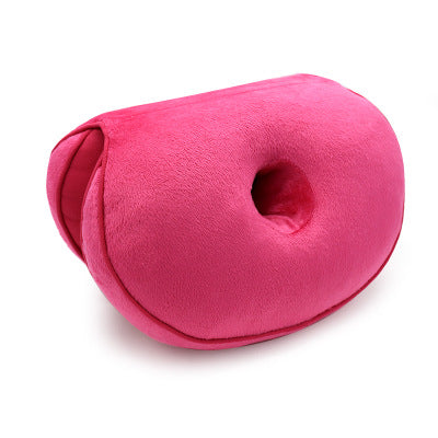 Multifunctional plush beautiful hip cushion in soft, cozy fabric, shown from the side