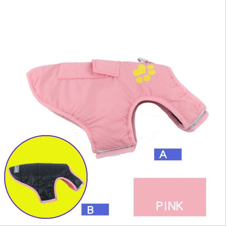 Winter cotton coat for pet dogs, warm padded outerwear in a simple design