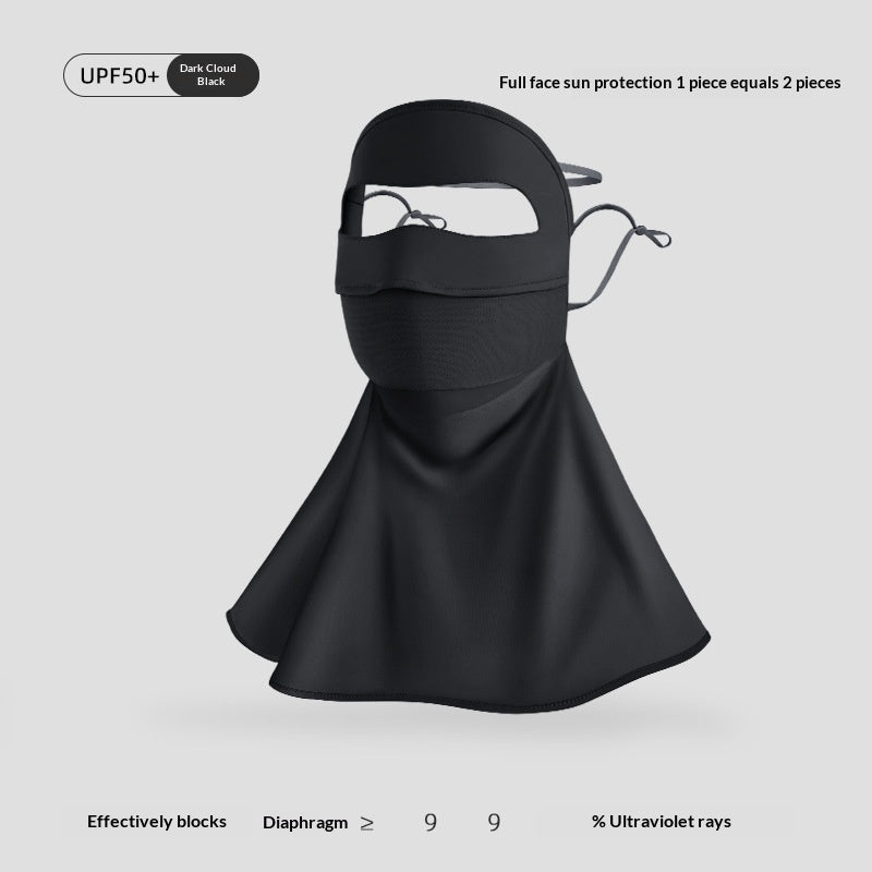 Summer cycling full-face sun-protective mask and hat combo in lightweight fabric for outdoor riding