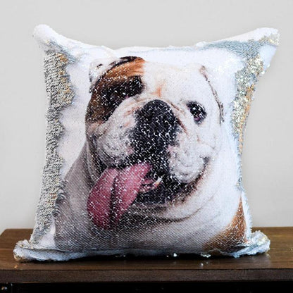 Custom photo sequins throw pillowcase with reversible sequin design