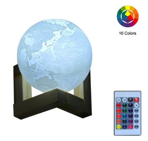 Double color touch 3D printed Earth Jupiter lamp with detailed globe design and ambient lighting