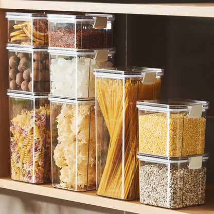 Transparent stackable plastic food storage can for grains, sealed refrigerator preservation container