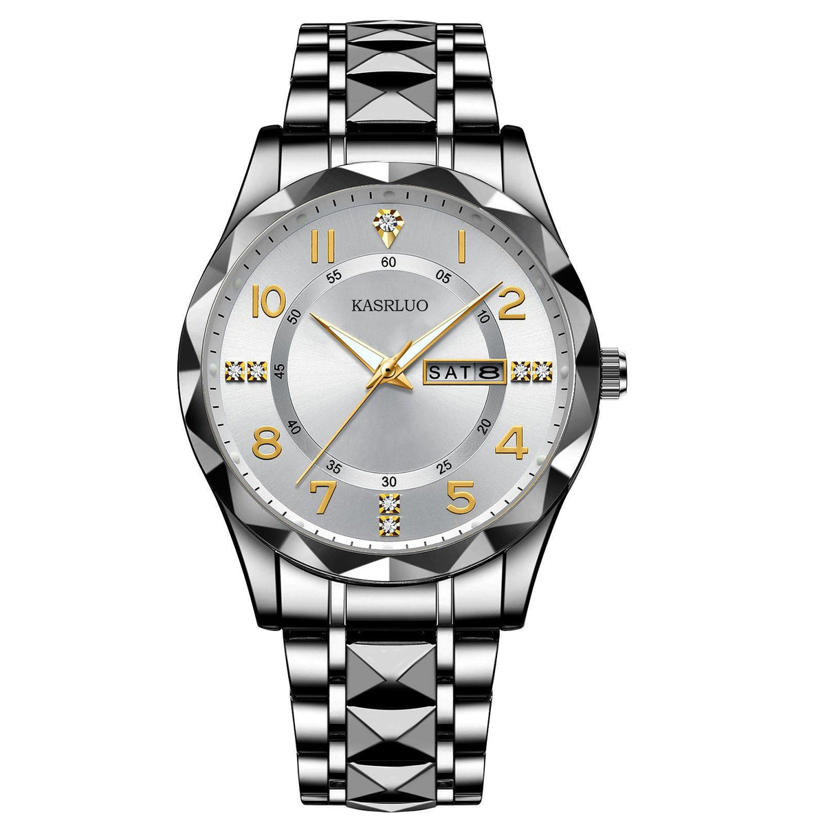 Men's dual calendar fashion waterproof luminous quartz watch with analog dial and date display