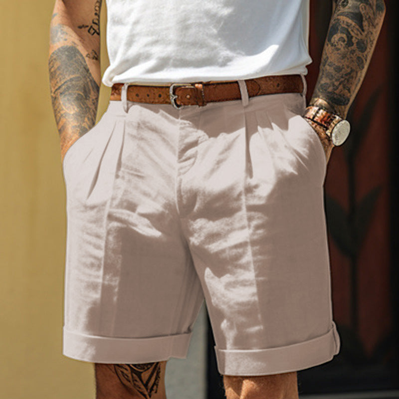 Men's straight leg shorts with pockets, loose fit casual summer bottoms for daily wear
