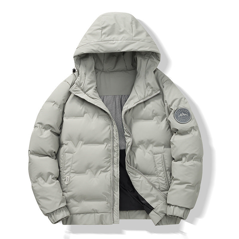 Men’s simple fashion short winter coat in a classic design, shown from the front