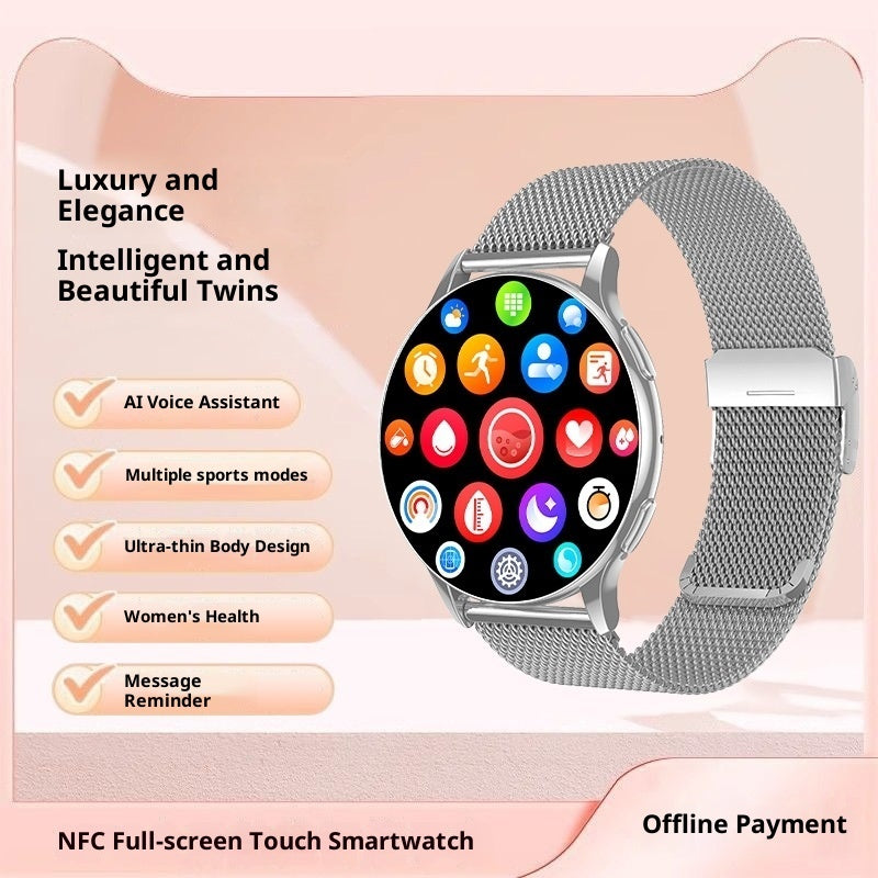 Women's multi-function smart watch sports bracelet, black design with digital display