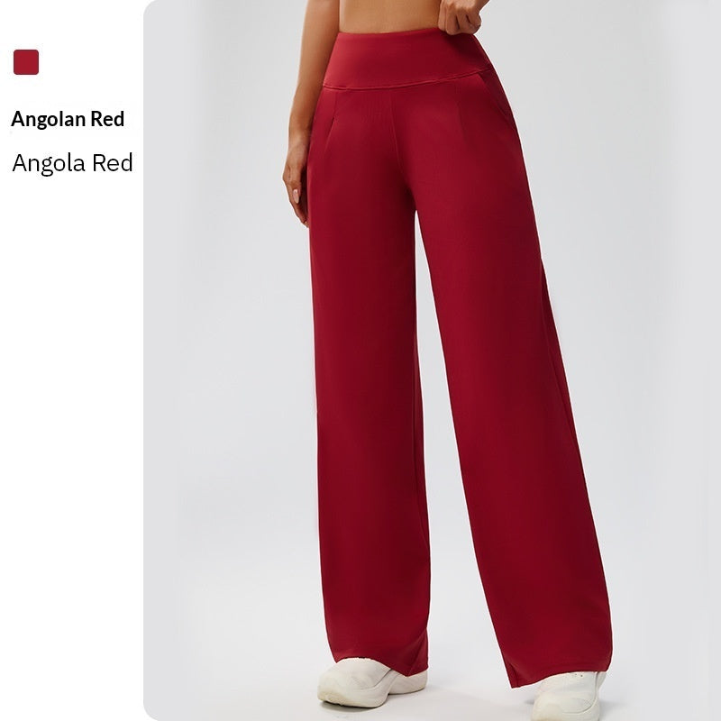 High-waist tummy-control bare-feel straight-leg yoga pants in black, shown from the front