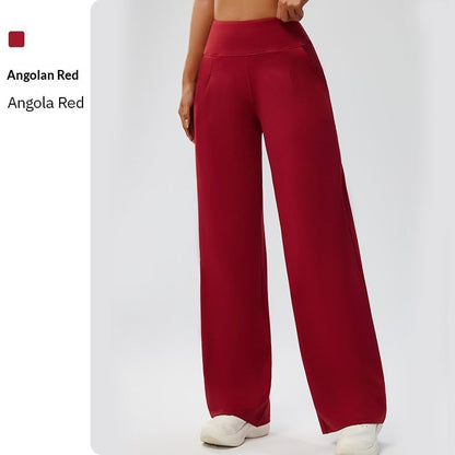 High-waist tummy-control bare-feel straight-leg yoga pants in black, shown from the front