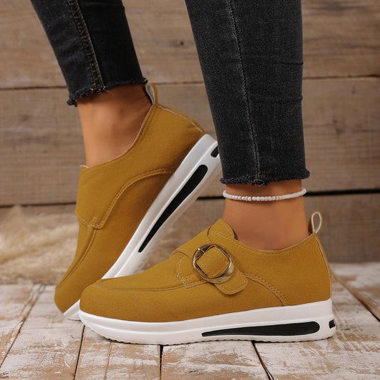 Solid-color front-laced casual slip-on women's shoes by My Store