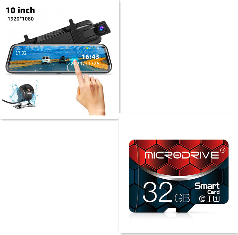 Front and rear dual recording rear view mirror dash cam with display and vehicle camera view