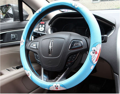 Korean cute female steering wheel cover in a playful design, close-up product view