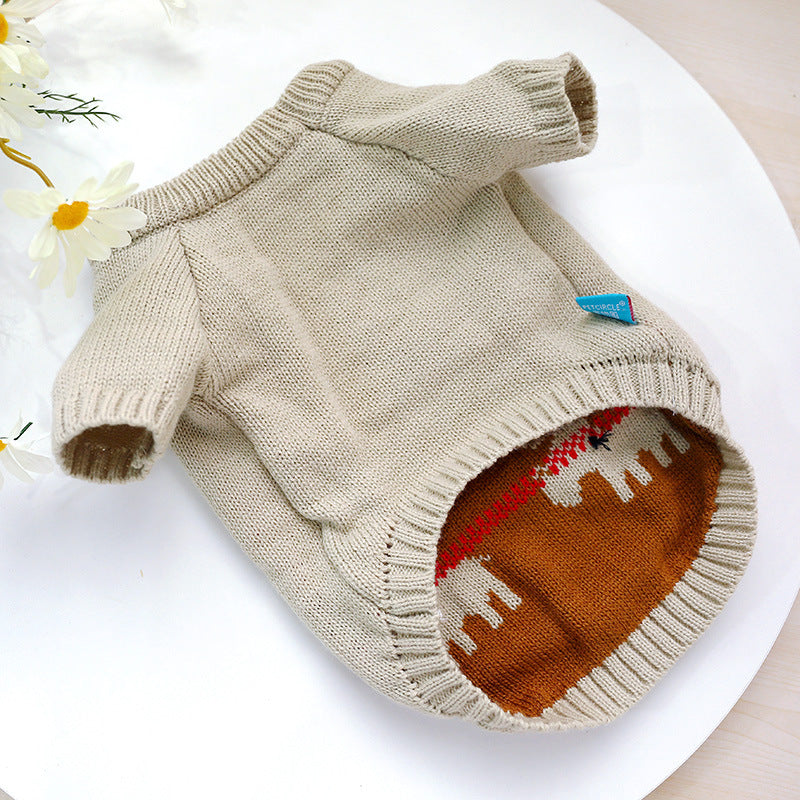 Pet Christmas sweater with festive holiday pattern for dogs or cats