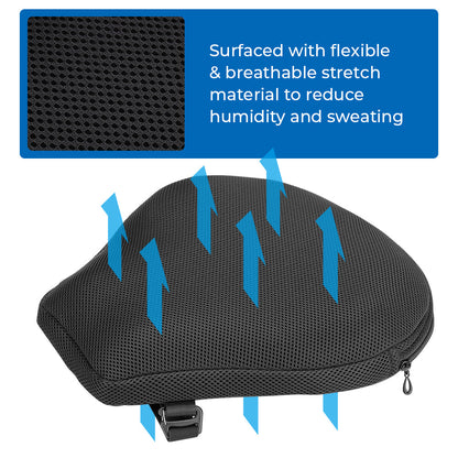 Motorcycle seat cushion for added rider comfort and support