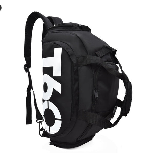 Black football fitness backpack with spacious compartments for sports gear