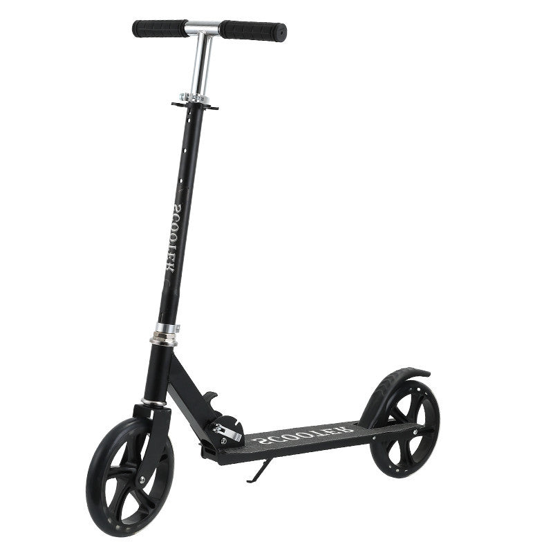 Two-wheeled foldable campus mobility scooter by My Store, shown in compact folded design