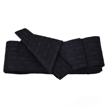 Japanese-style cotton yukata kimono with pre-tied waist belt in traditional water pattern