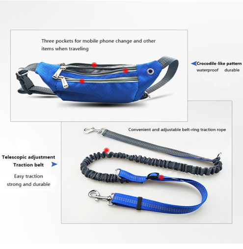 Hands-free dog collar, black adjustable collar with leash attachment for comfortable walking