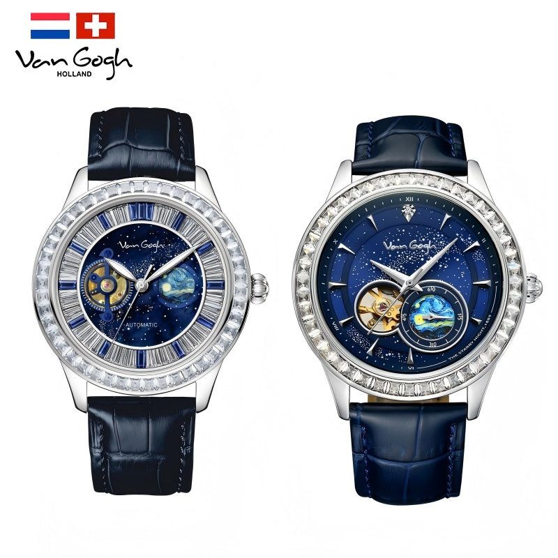 VanGogh Men's Geneva Series automatic mechanical watch with artistic dial and visible timekeeping details
