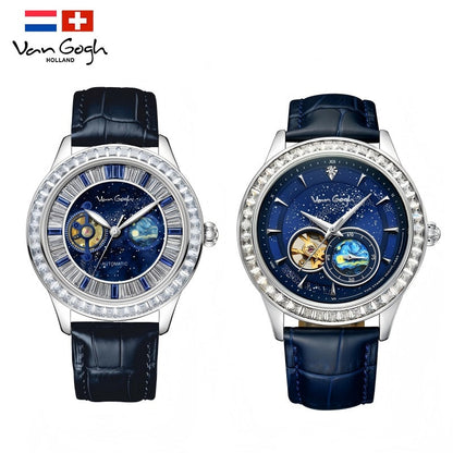 VanGogh Men's Geneva Series automatic mechanical watch with artistic dial and visible timekeeping details