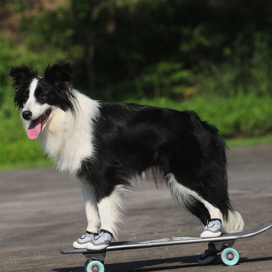 Wear-resistant breathable big dog shoes for pets in black with adjustable straps