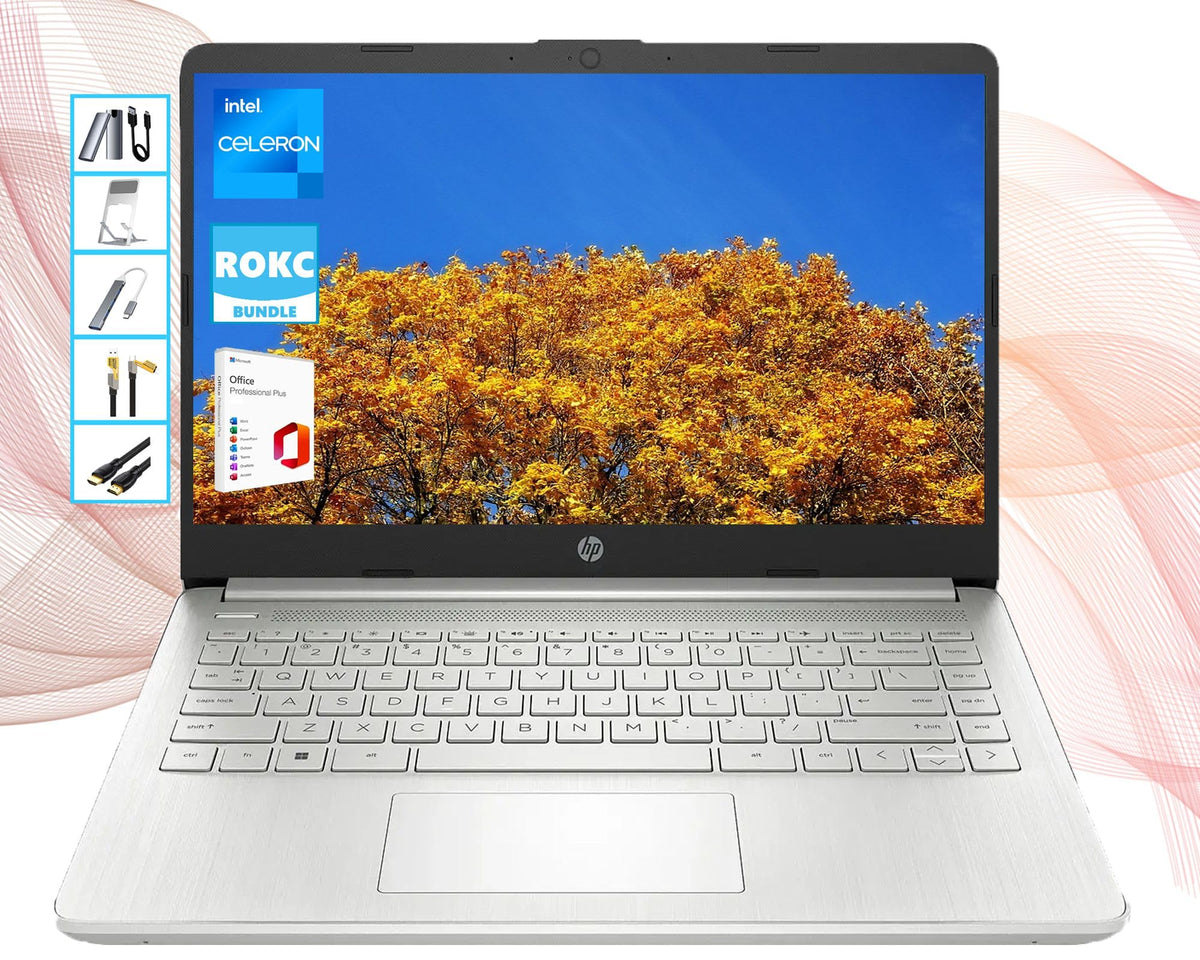 HP 14" AI Smart Laptop Bundle - Win 11, 1TB Cloud, 16GB RAM, Dual SSD