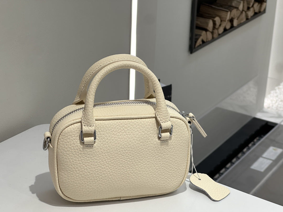 Light luxury women's mini handbag in top-layer cowhide with shoulder strap and crossbody design