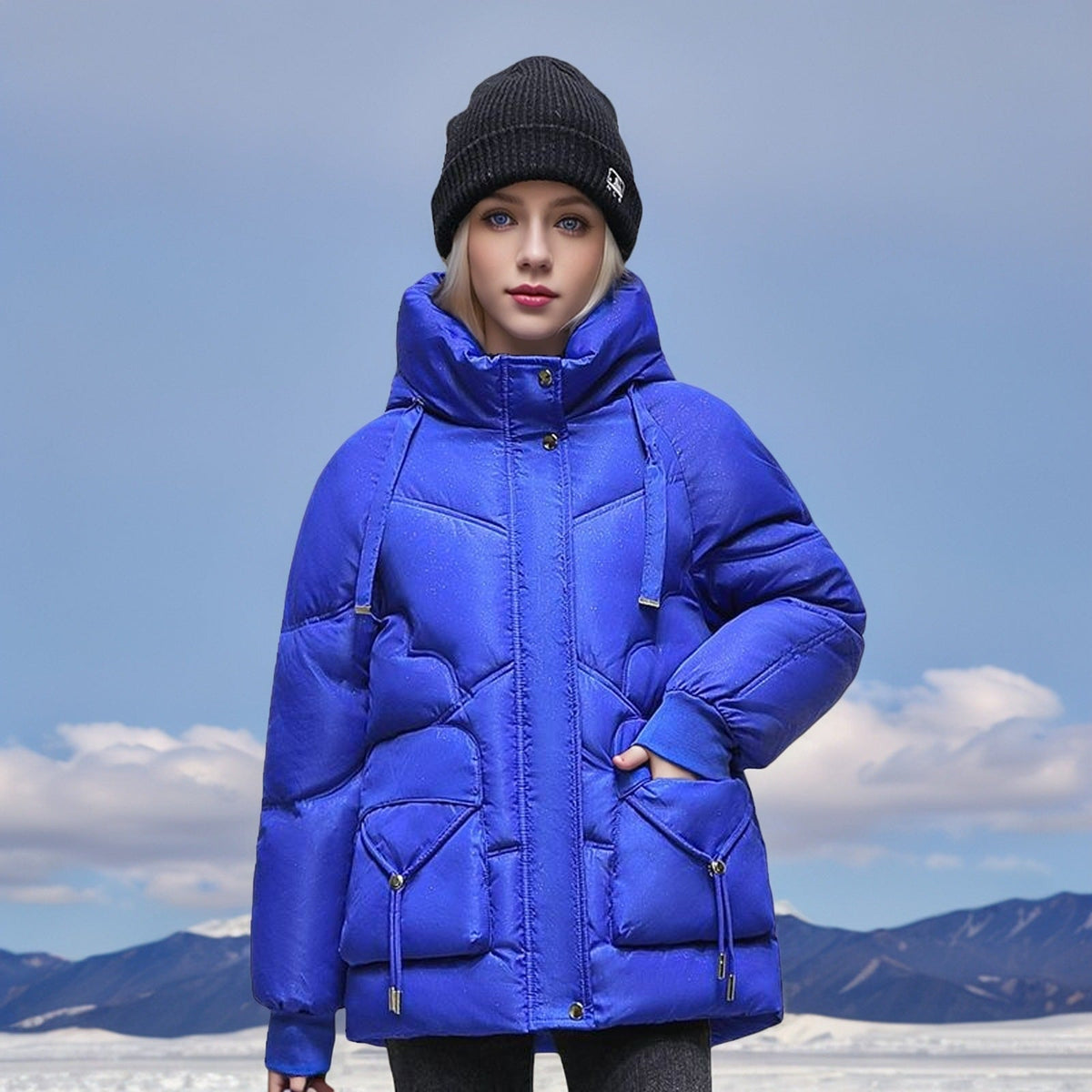 Winter down cotton jacket in Korean loose thick style by My Store, shown from the front