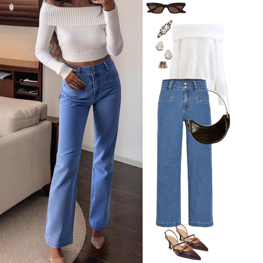 Slimming fashionable stretchy pants for women, black slim-fit design with elastic stretch waistband