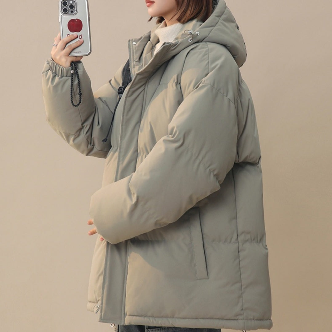 Women's loose-fitting solid-color versatile cotton coat by My Store