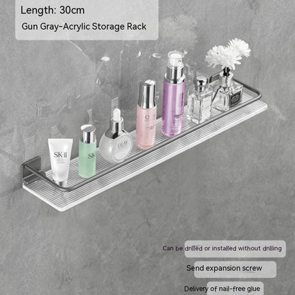 Acrylic bathroom storage rack for organizing towels, clear wall-mounted design