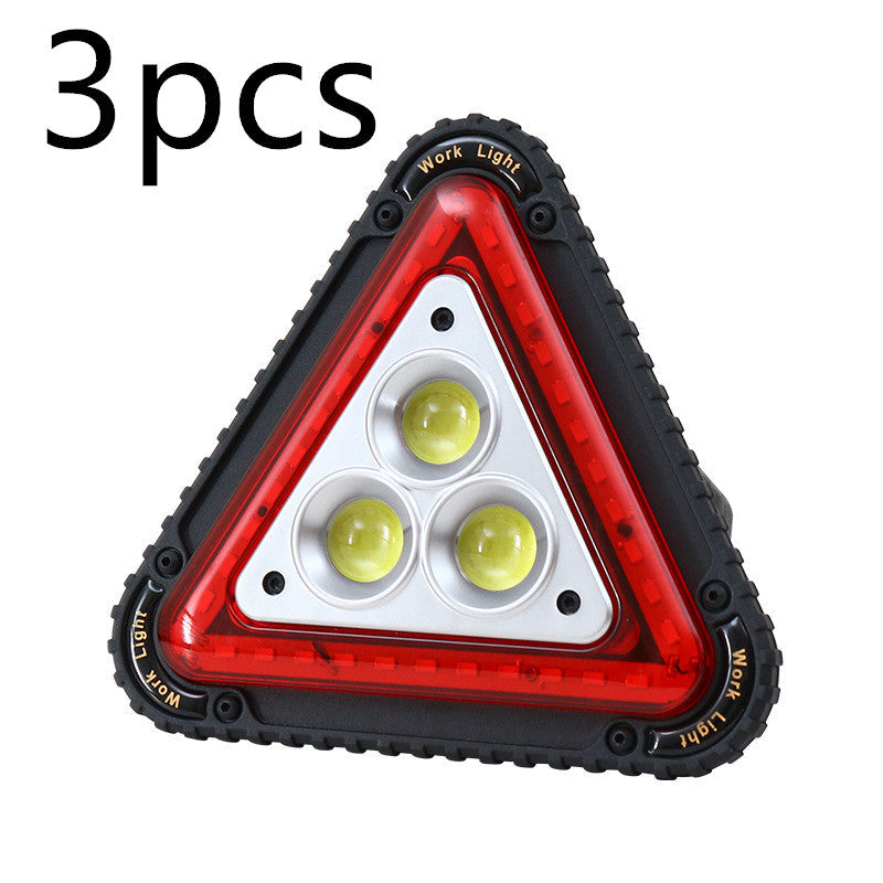 Triangular red warning light, front view