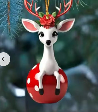Acrylic Christmas tree decoration, flat hanging ornament in festive holiday design