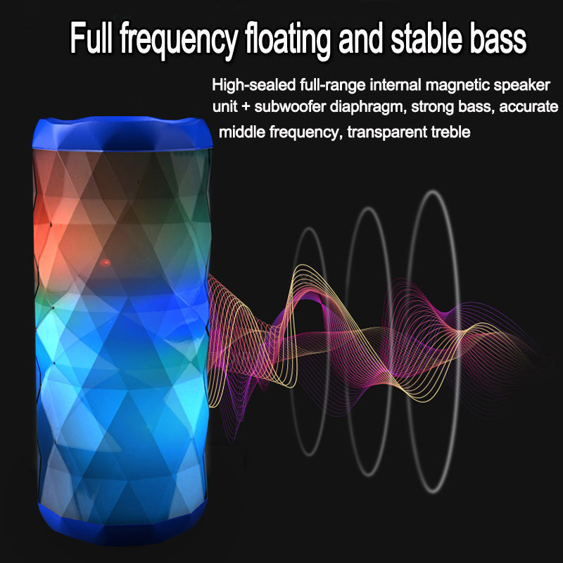 Portable Bluetooth outdoor speaker with card slot and subwoofer in compact design