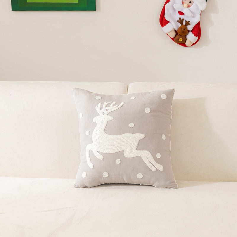 Christmas Embroidered Pillow Cover for Home Decor