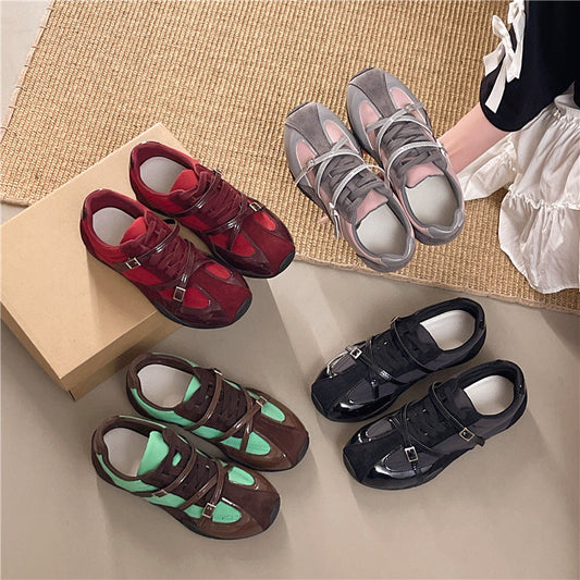 Women's flat breathable mesh casual sports shoes, versatile German training single shoes in a trendy design