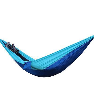 Portable nylon parachute backpacking hammock for outdoor use, double hammock design