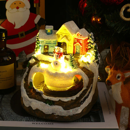 Christmas rotating concert train resin decoration with festive scene and detailed holiday accents