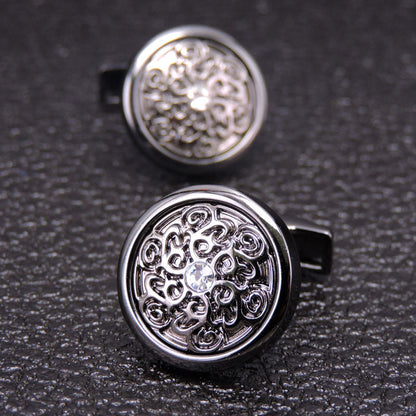Men's French retro pattern cufflinks with vintage-inspired detailing