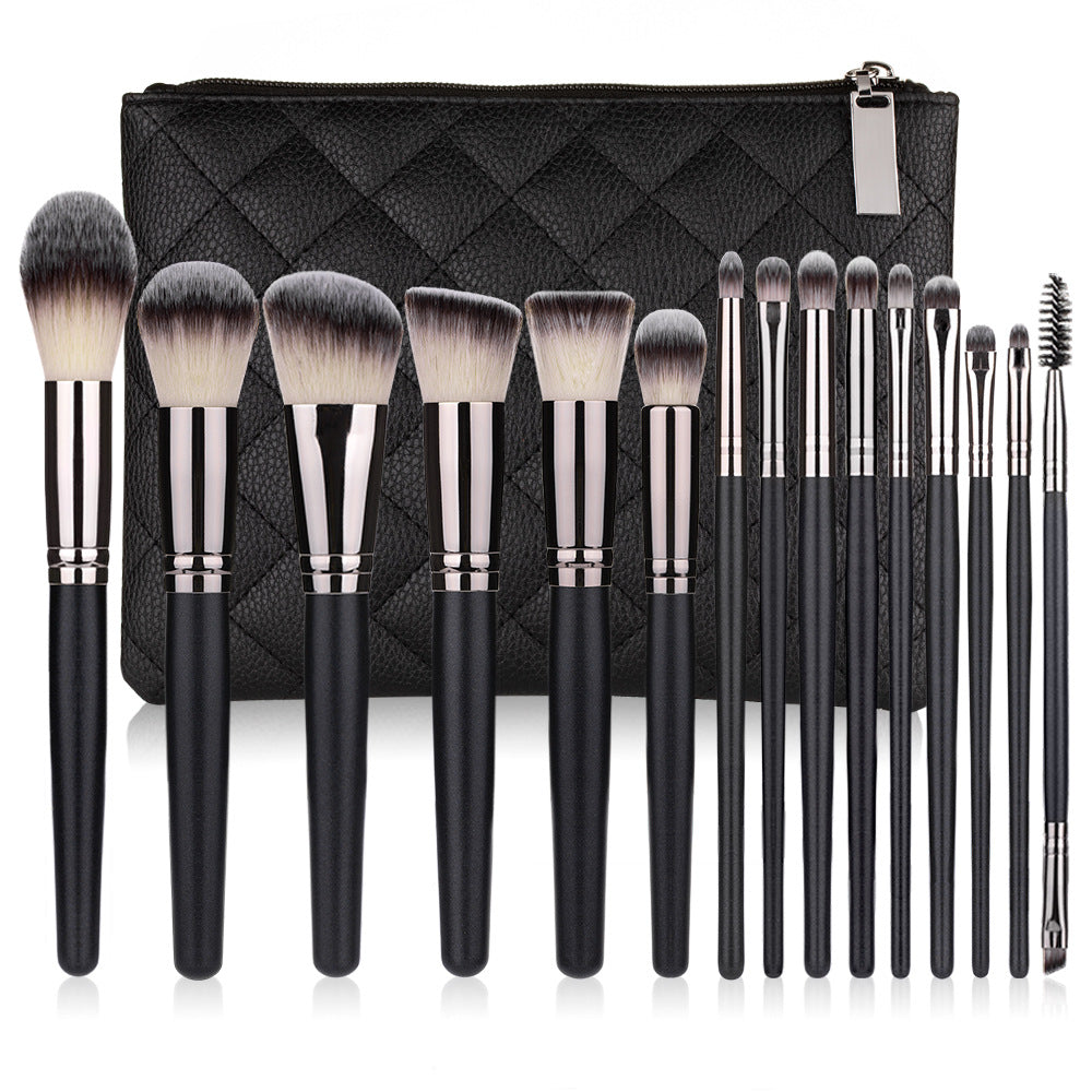 15-piece matte black makeup brushes set, full set of makeup tools by My Store