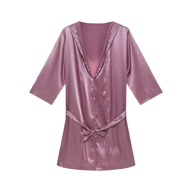 Thin loose short sleeve pajamas by My Store, lightweight relaxed-fit sleepwear set