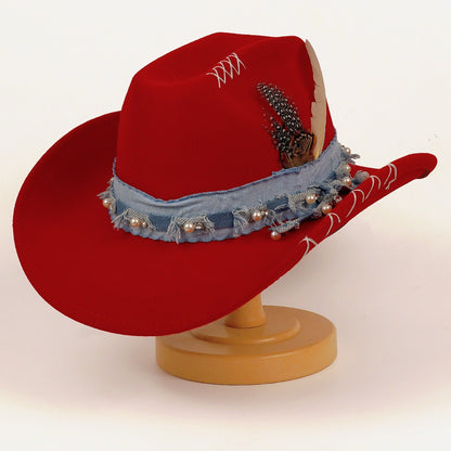 Western cowboy vintage jazz felt hat in classic design