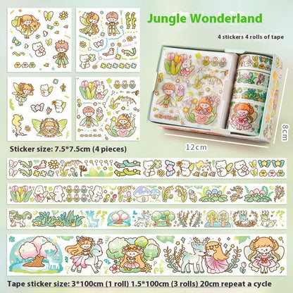 Cute cartoon tape sticker gift box with children's film stickers, assorted colorful designs my store sticker set